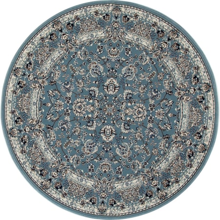Art Carpet 8 Ft. Kensington Collection Timeless Woven Round Area Rug, Medium Blue 841864104550